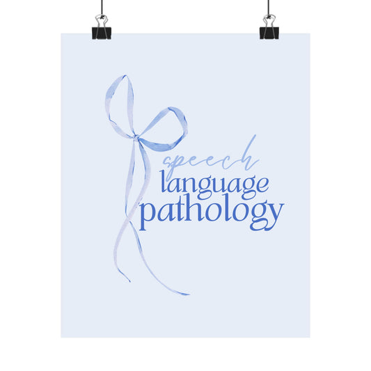 blue bow speech language pathology wall poster
