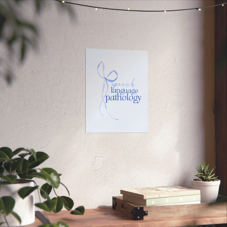 blue bow speech language pathology wall poster