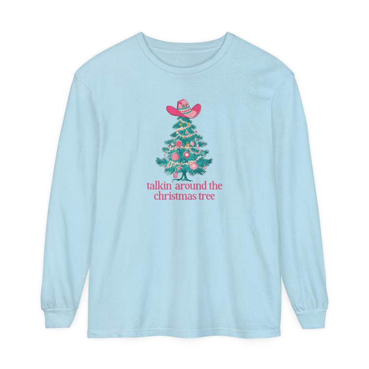 talkin' around the christmas tree comfort colors long sleeve tee