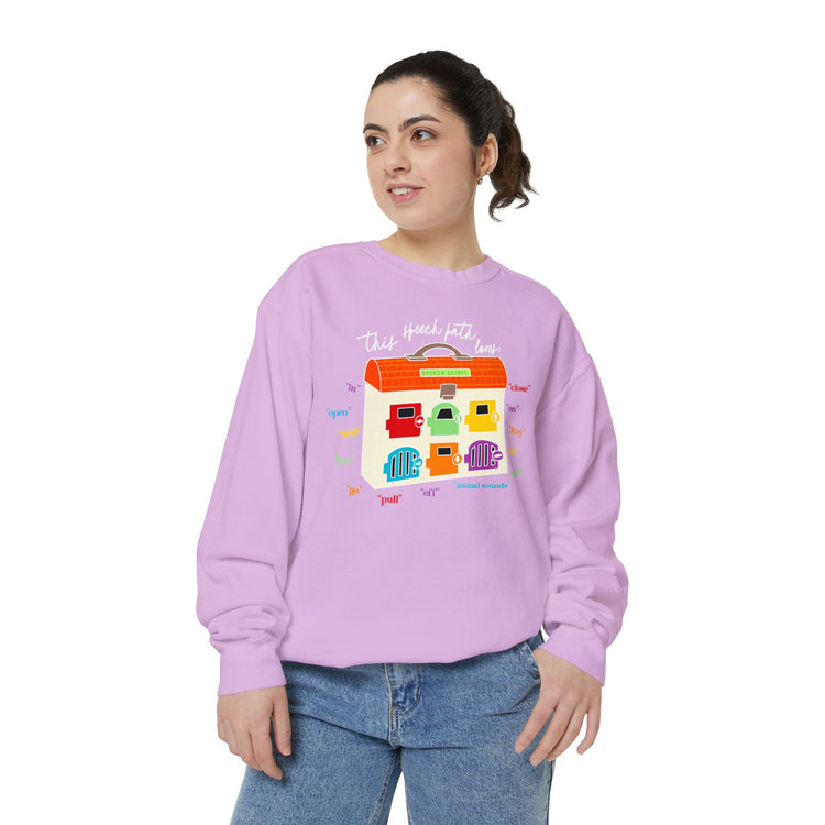 speech clinic speech path loves comfort colors crewneck