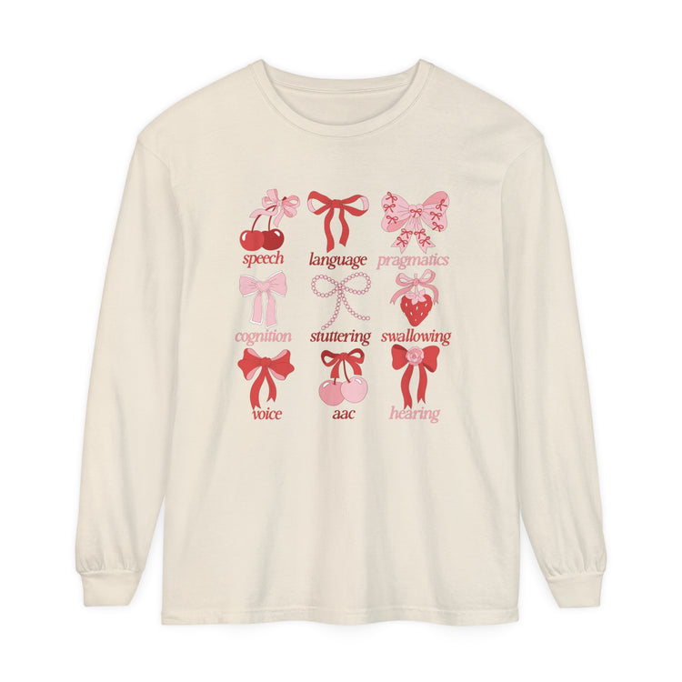 SLP scope pink/red bows long sleeve tee