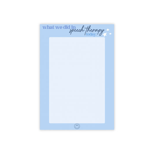 "what we did in speech today" blue 4X6 Post-it® Note Pads