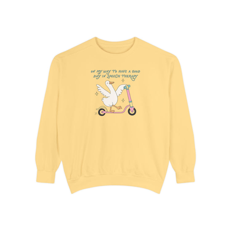 on my way to speech goose comfort colors crewneck