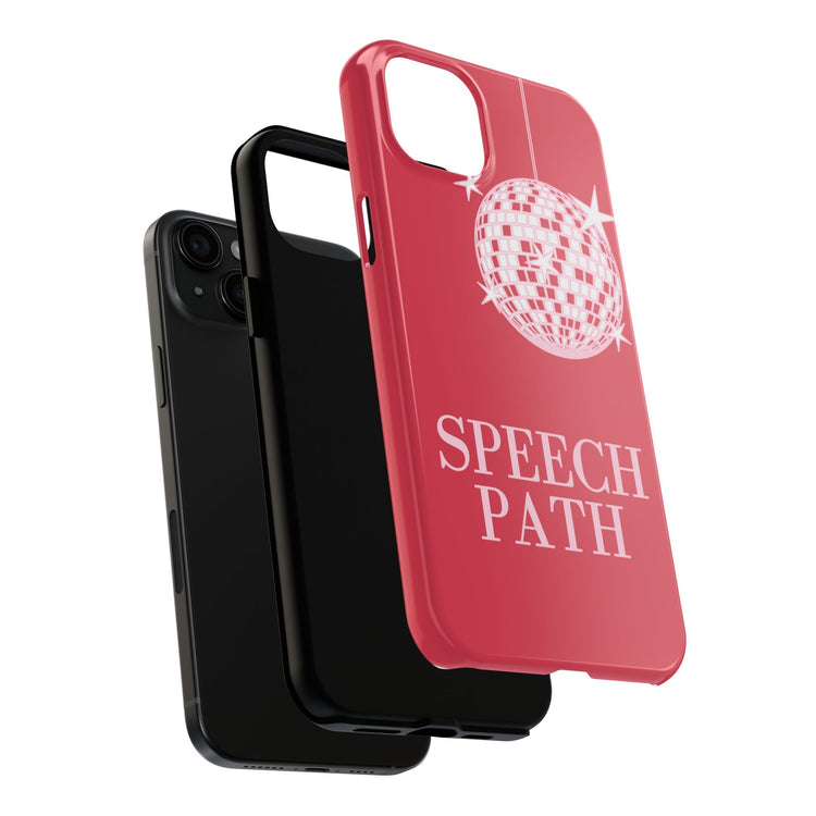 speech path disco ball red iPhone case