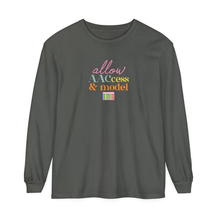 allow AACcess and model comfort colors long sleeve tee