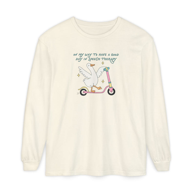 on my way to speech goose long sleeve tee