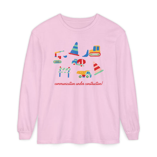 communication under construction! long sleeve tee