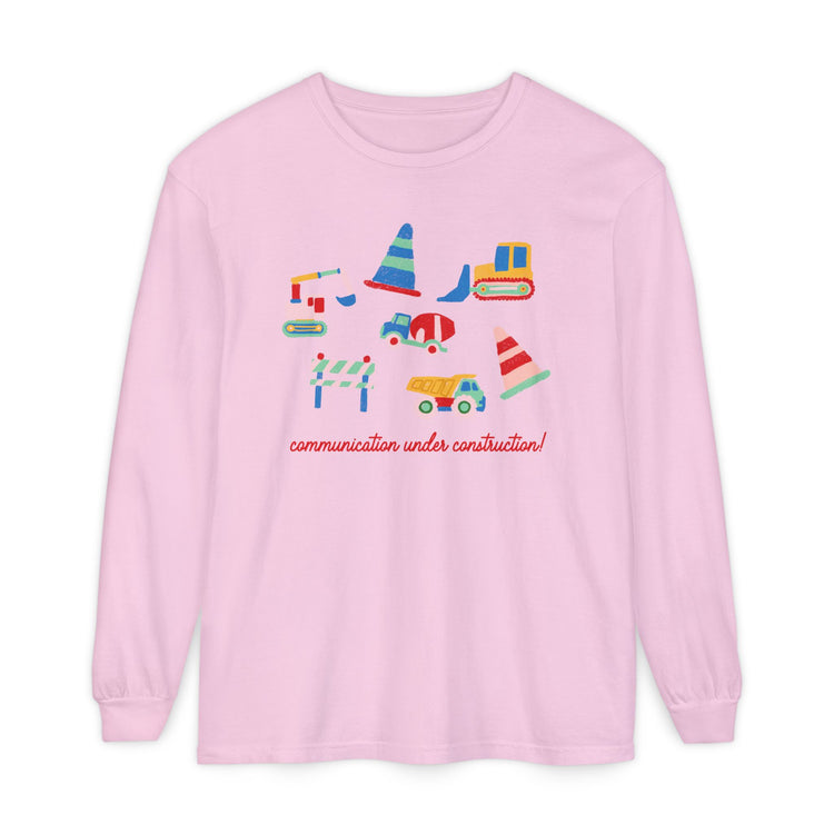 communication under construction! long sleeve tee