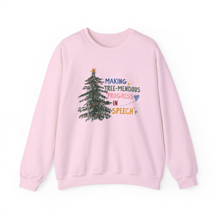 making tree-mendous progress in speech crewneck