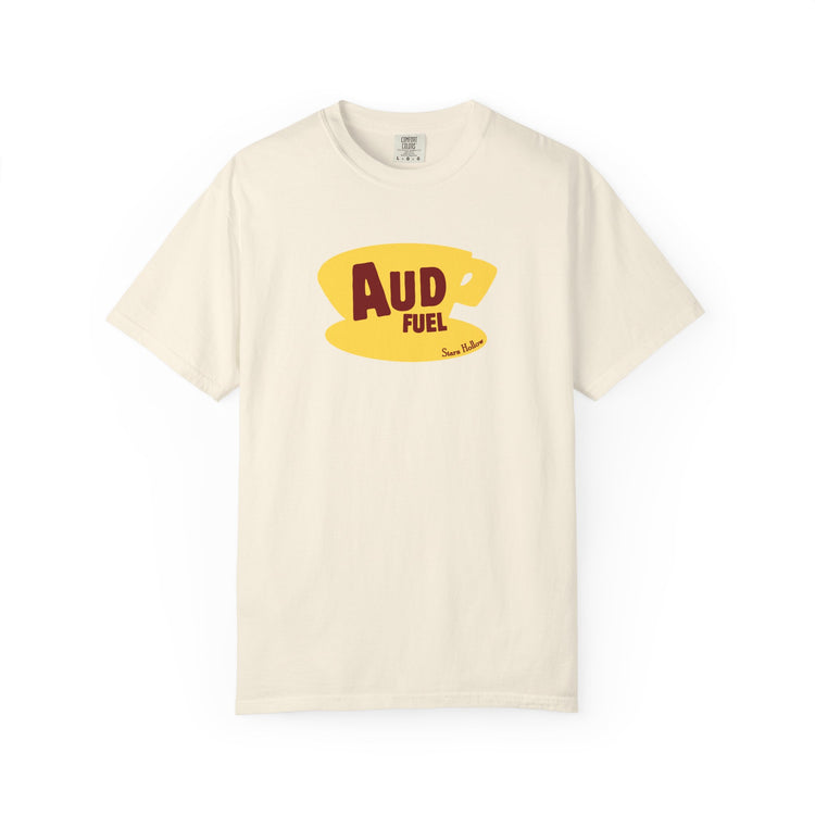 aud fuel yellow coffee cup comfort colors tee