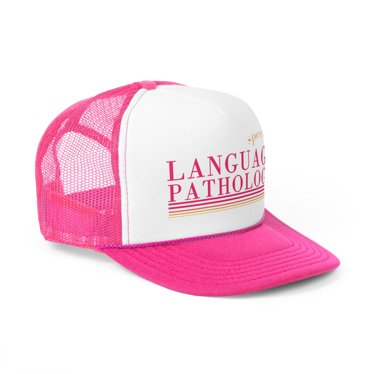 speech pathology pink lines trucker hat