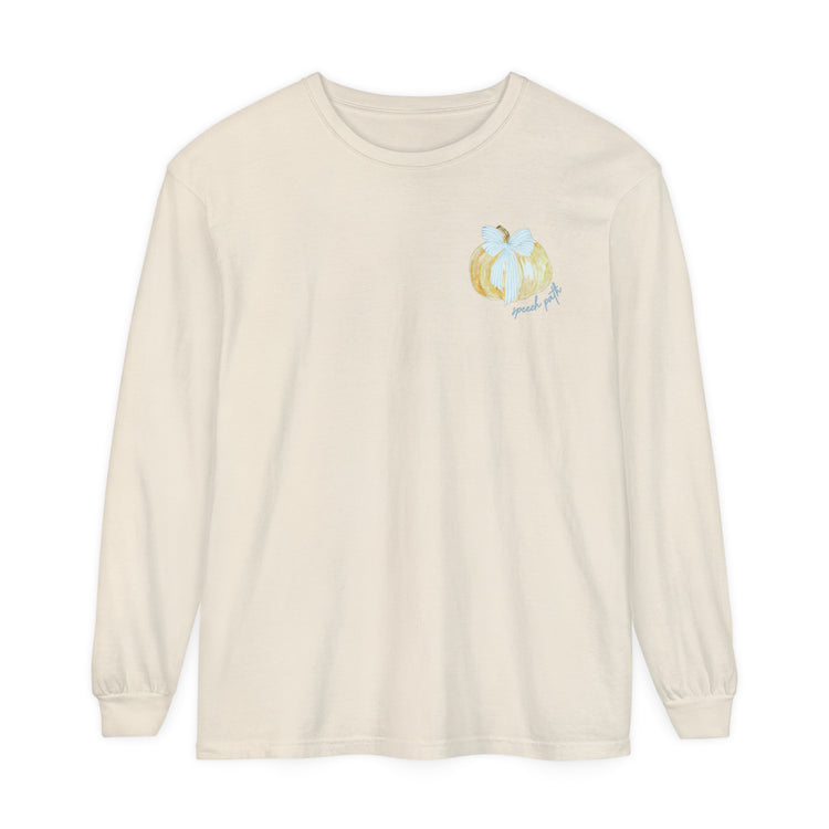 pumpkin bow speech path comfort colors long sleeve tee