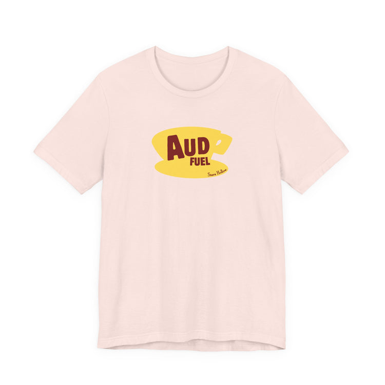 aud fuel yellow coffee cup short sleeve tee