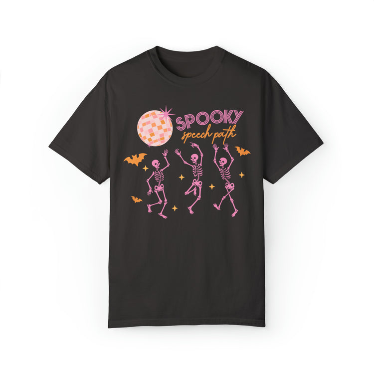 spooky speech disco skeleton comfort colors tee