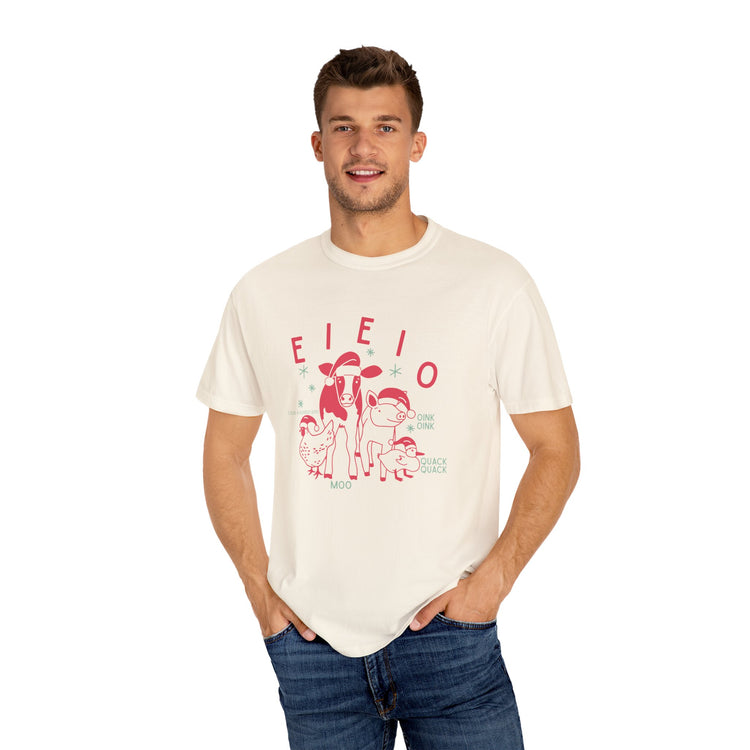 EIEIO holiday barn animals comfort colors tee