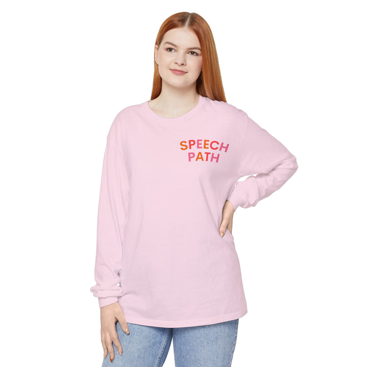 speech path colorful arch comfort colors long sleeve tee