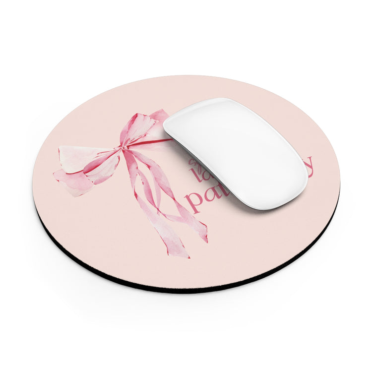 speech pathology pink bow mouse pad