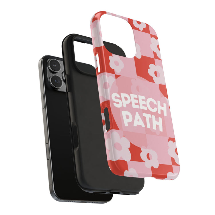 speech path red retro flower iPhone case