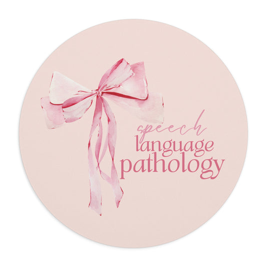 speech pathology pink bow mouse pad