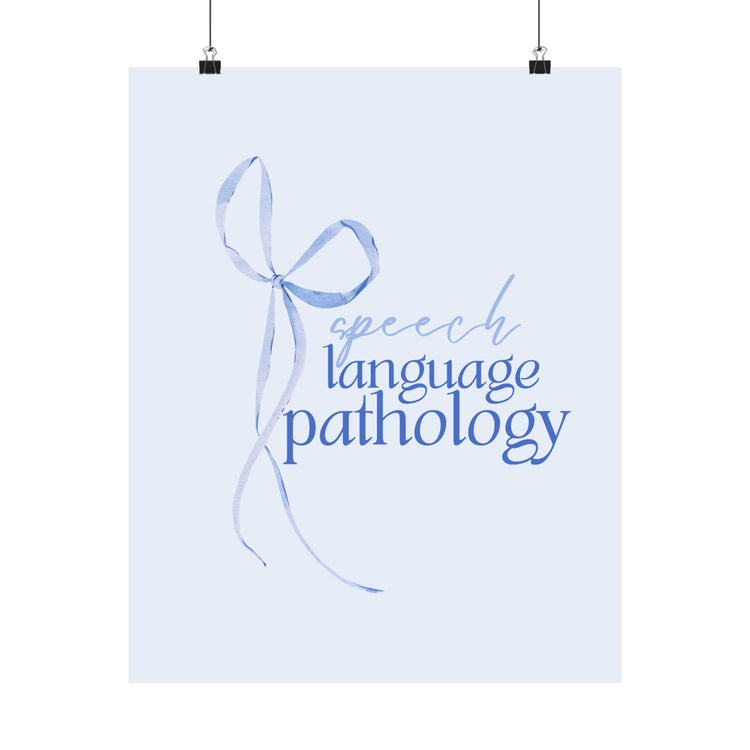 blue bow speech language pathology wall poster
