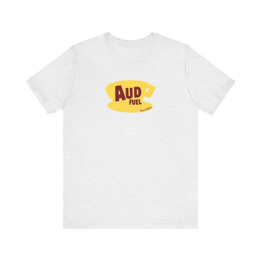 aud fuel yellow coffee cup short sleeve tee