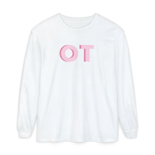 pink block OT comfort colors long sleeve tee