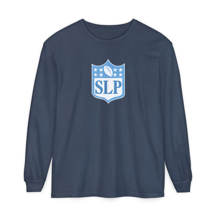 SLP football crest blue long sleeve tee