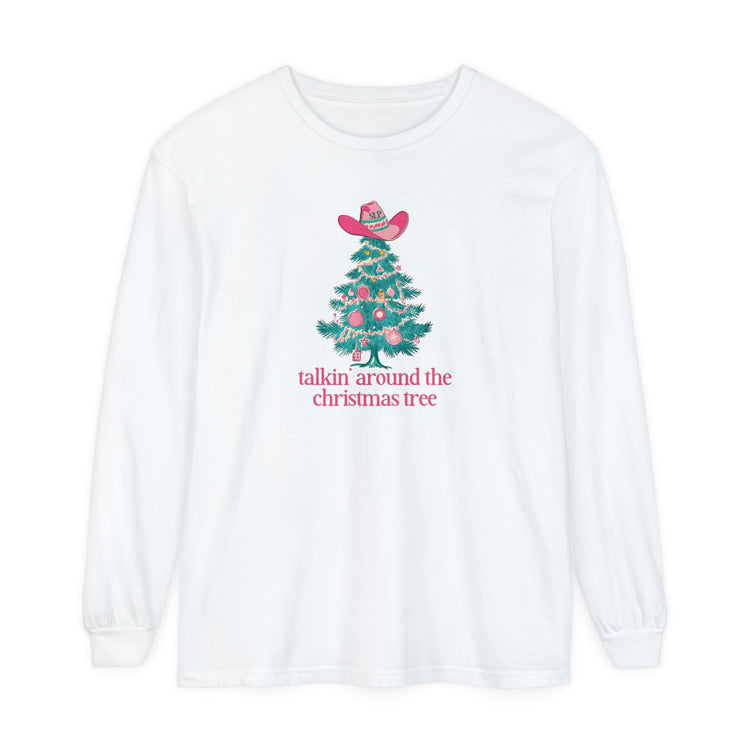 talkin' around the christmas tree comfort colors long sleeve tee