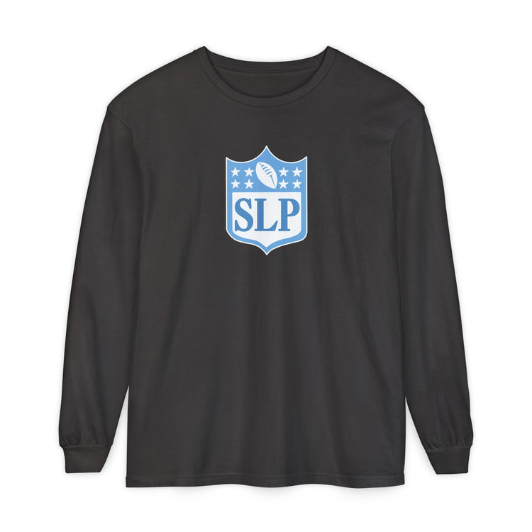 SLP football crest blue long sleeve tee