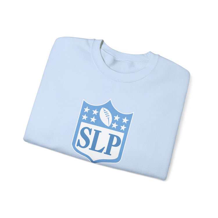 SLP football crest blue crewneck