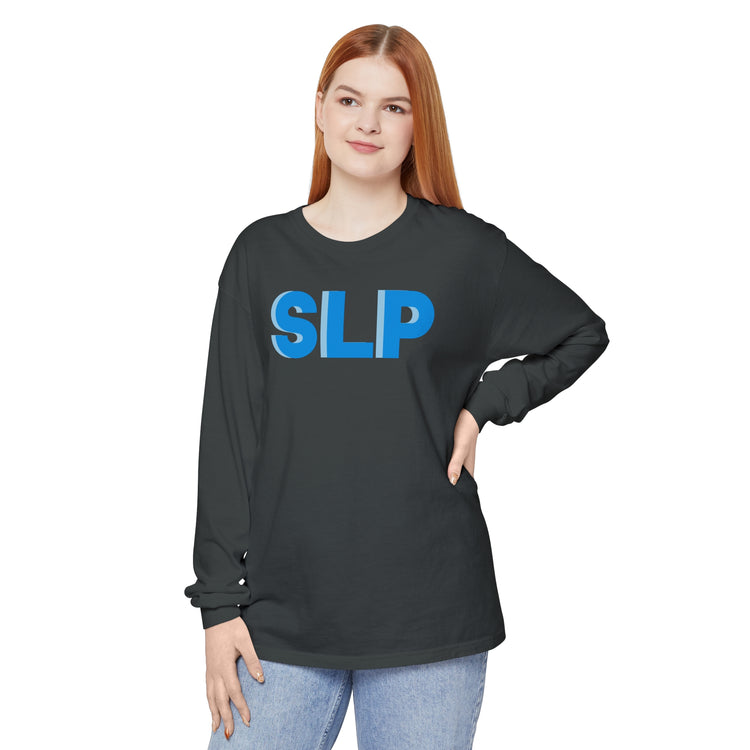 SLP block blue comfort colors long sleeve tee