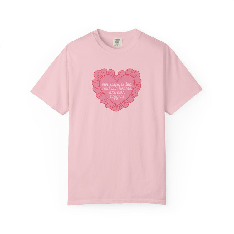 our scope is big heart pillow comfort colors tee