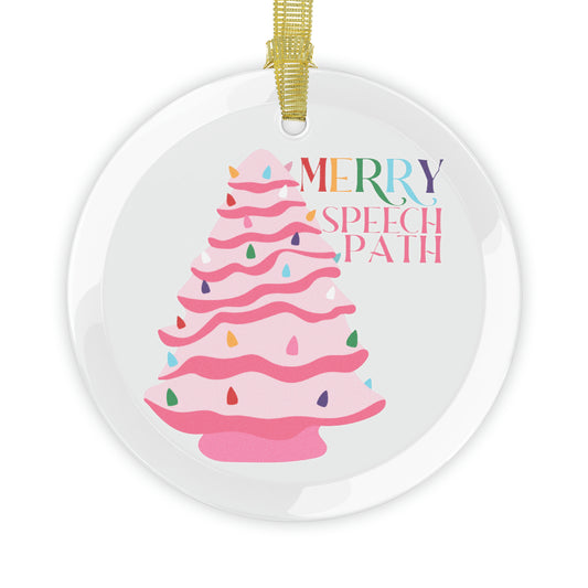 merry speech path ceramic tree play glass ornament