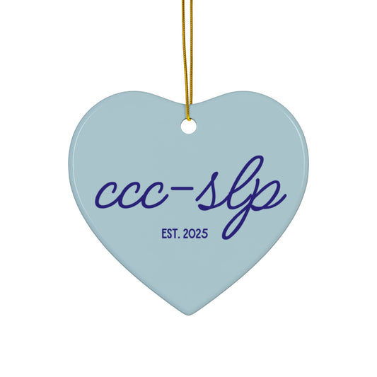simple blue ccc-slp est. 2025 heart ornament