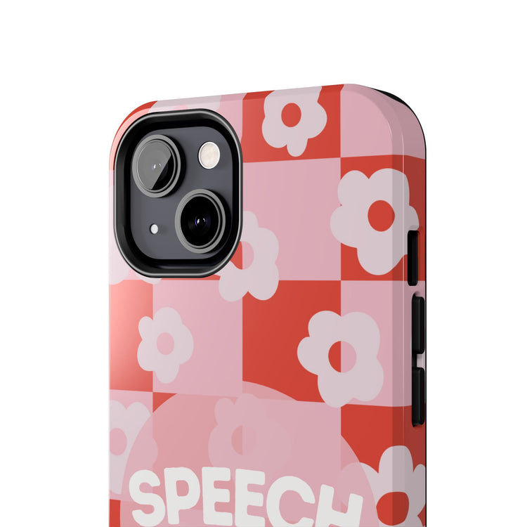 speech path red retro flower iPhone case