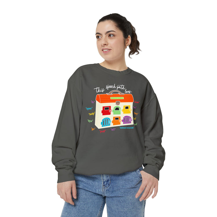 speech clinic speech path loves comfort colors crewneck