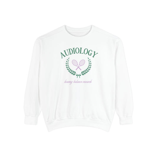audiology tennis crest comfort colors crewneck