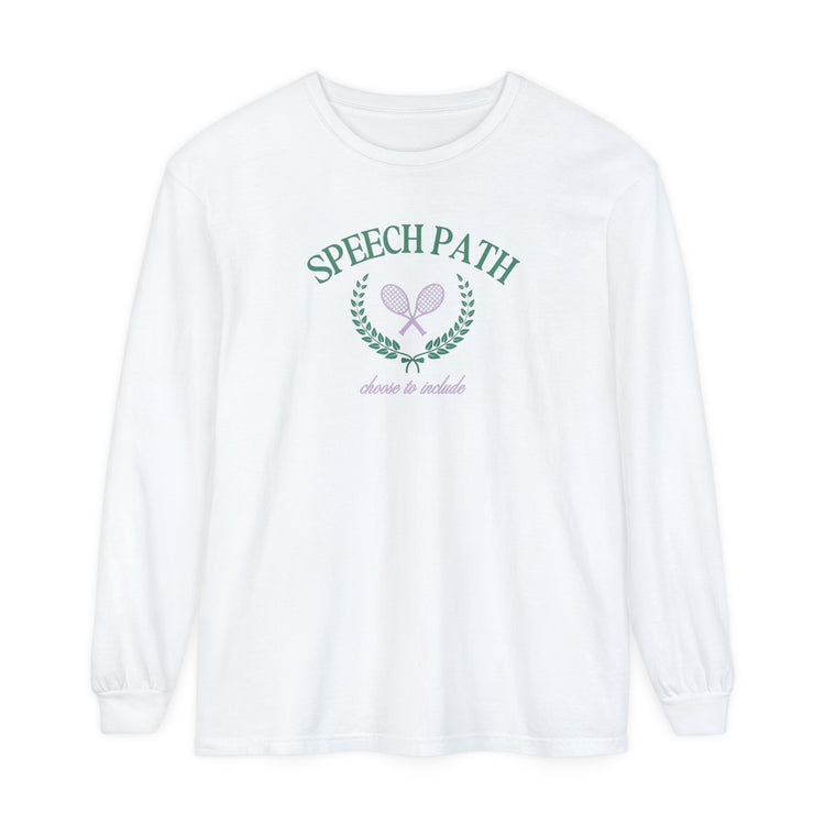 speech path crest tennis comfort colors long sleeve tee