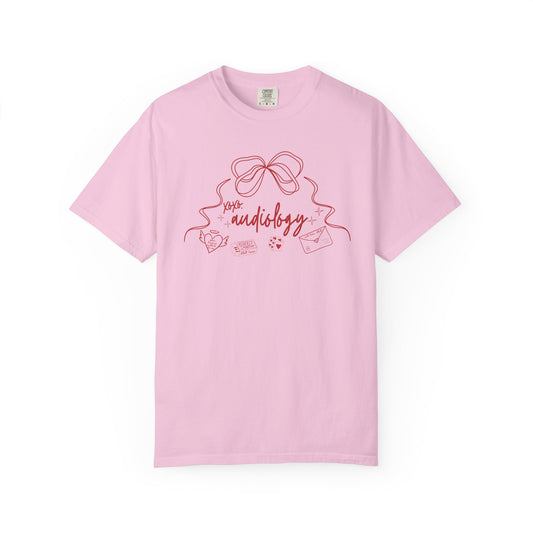 xoxo audiology bow comfort colors tee