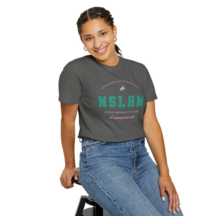 NSLHM varsity colorful comfort colors tee