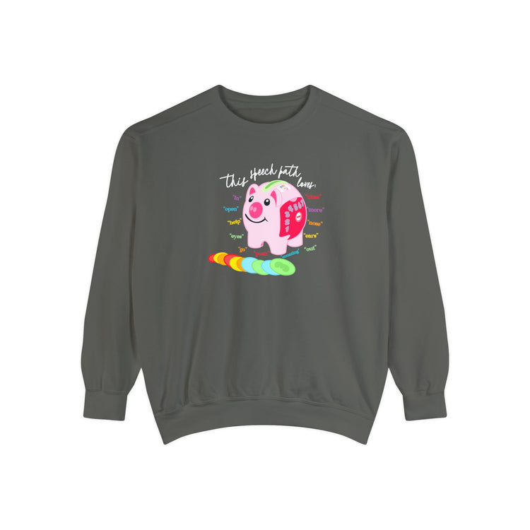 piggy bank speech path loves comfort colors crewneck