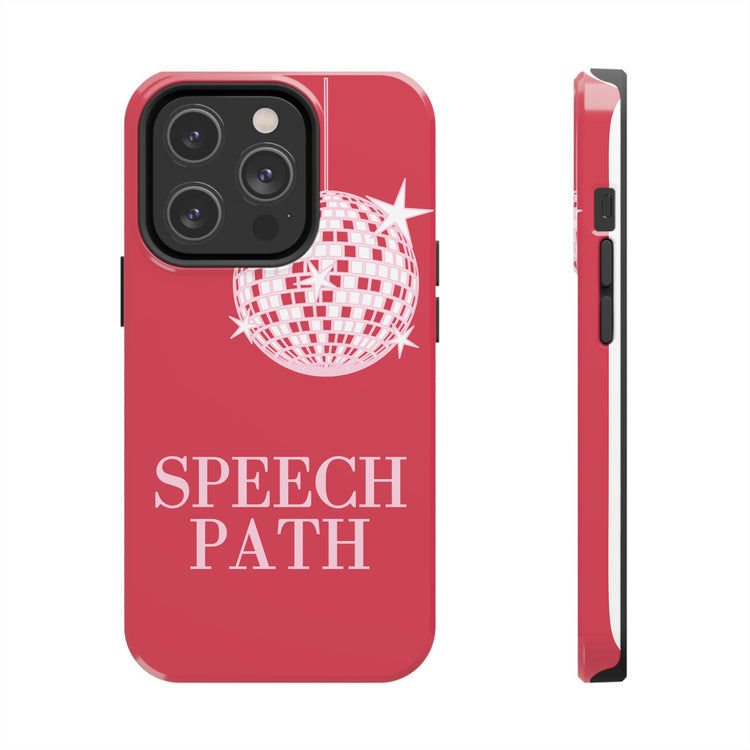 speech path disco ball red iPhone case