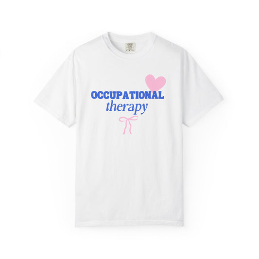 OT heart + bow comfort colors tee