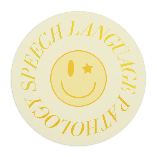 yellow speech language pathology smiley mouse pad