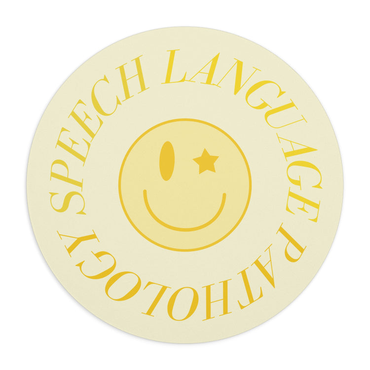 yellow speech language pathology smiley mouse pad