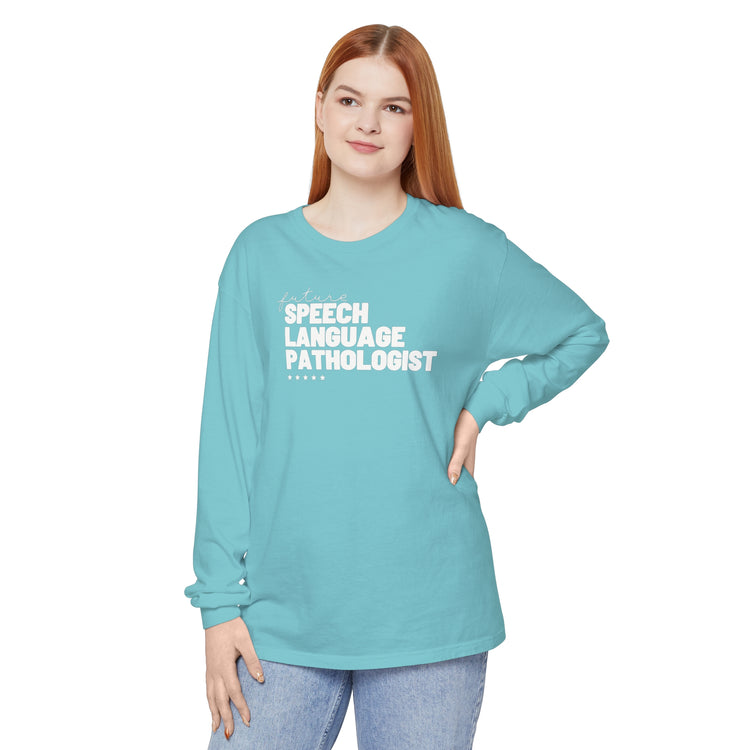 future speech language pathologist comfort colors long sleeve tee