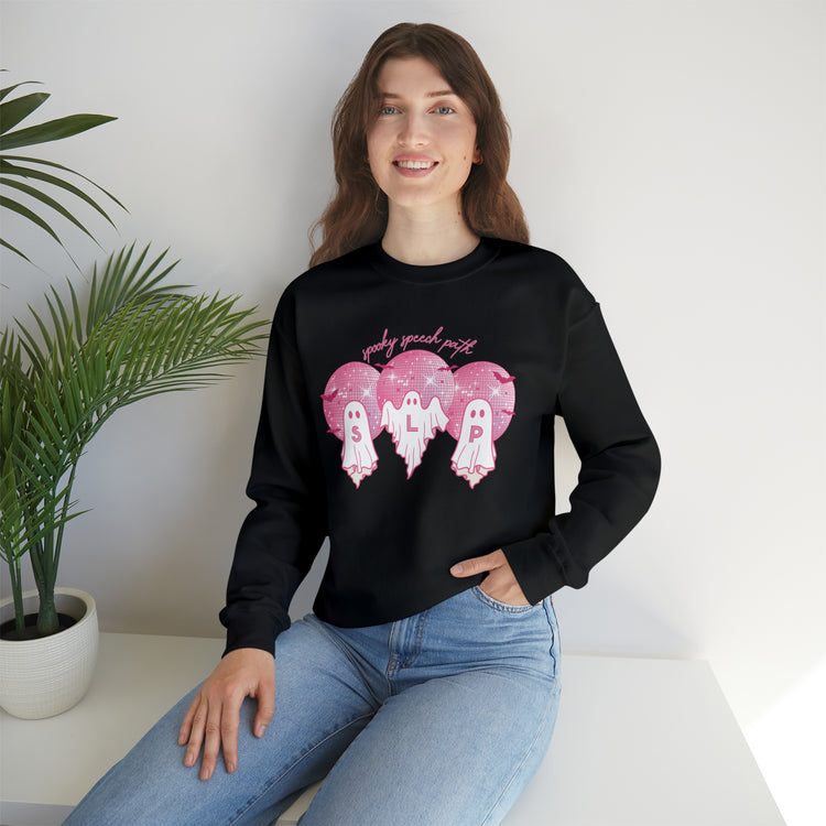 spooky speech pink disco ghosts crewneck