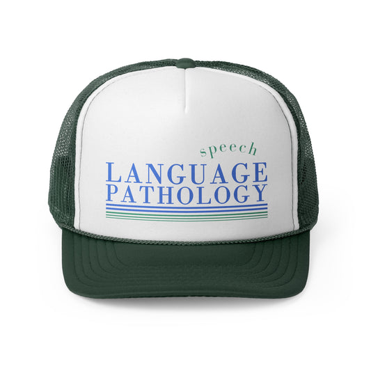 speech pathology blue green trucker hat