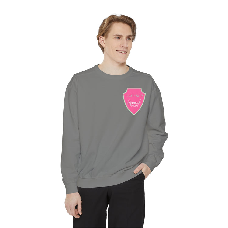 speech path ccc badge comfort colors crewneck