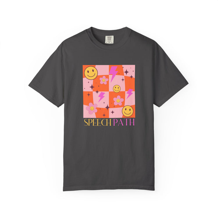 smiley disco speech path comfort colors tee